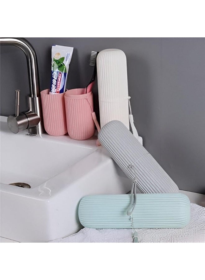 كوب حامل فرشاة أسنان صغير الحجم - غطاء واقٍ صحي، حاوية تخزين أسنان خفيفة الوزن للسفر متعددة الألوان - Image 3